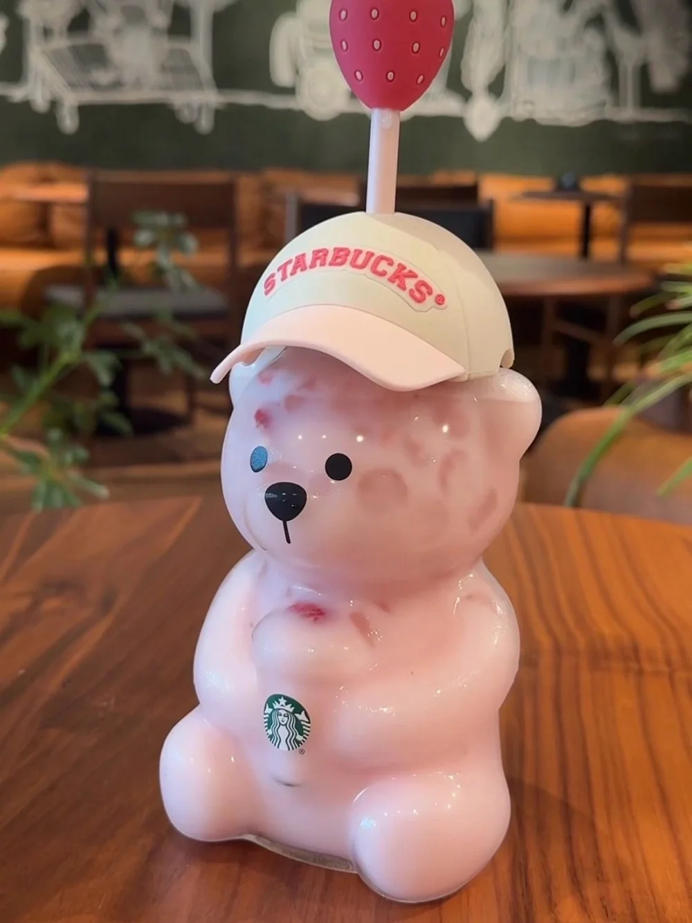 Starbucks Bear Cup Strawberry Bear Pink Bearista Glass Cold Cup